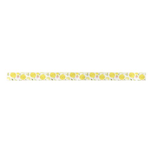 Erdbeere Lemon White Satinband (Vorderseite)