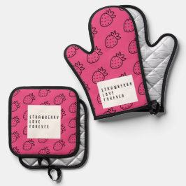 Erdbeere Liebe. Ofenhandschuh & Topflappen-Set
