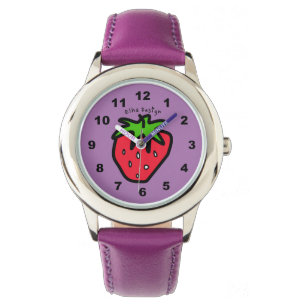 Erdbeere lila armbanduhr