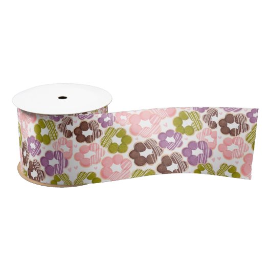 Erdbeere, Matcha, Schokolade und Ube Mochi Donuts Satinband (Spule)