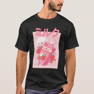 Erdbeere Milch Shake Carton Pink Japanischer Retro T-Shirt