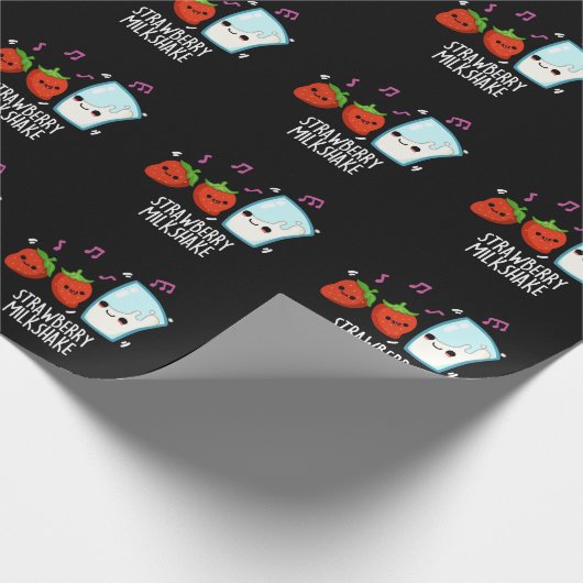 Erdbeere Milch Shake Funny Food Puff Dark BG Geschenkpapier (Ecke)