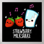Erdbeere Milch Shake Funny Food Puff Dark BG Poster (Vorne)