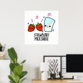 Erdbeere Milch Shake Funny Food Puff Poster (Heimbüro)