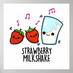 Erdbeere Milch Shake Funny Food Puff Poster