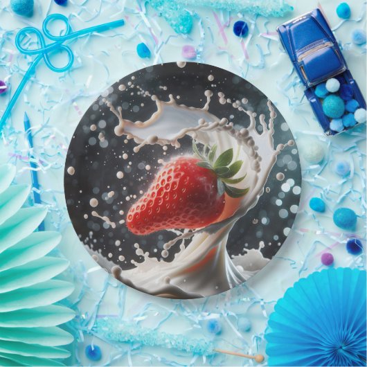 Erdbeere Milk Splash Pappteller (Party)