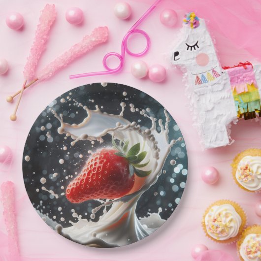 Erdbeere Milk Splash Pappteller (Party)