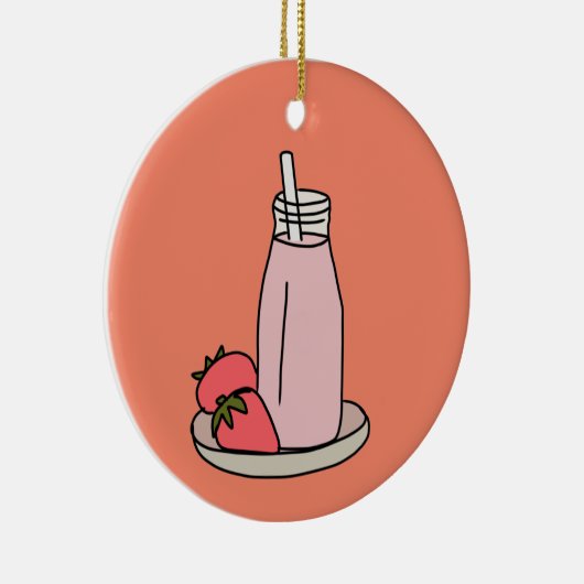 Erdbeere Milkshake Retrosa Keramik Ornament (Rechts)