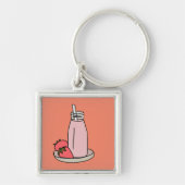 Erdbeere Milkshake Retrosa Schlüsselanhänger (Vorne)