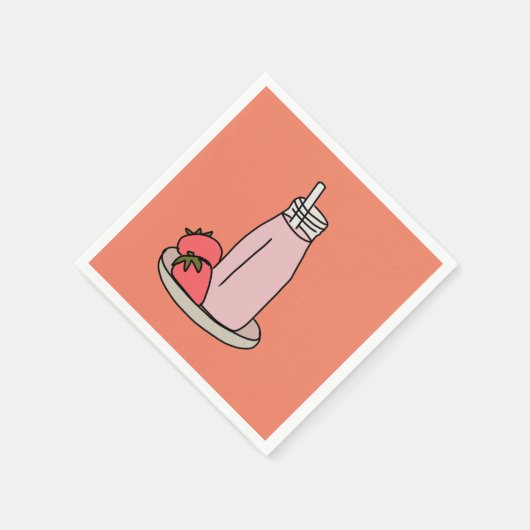 Erdbeere Milkshake Retrosa Serviette (Ecke)