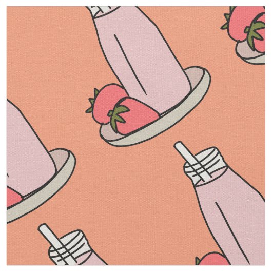 Erdbeere Milkshake Retrosa Stoff (Nahaufnahme)
