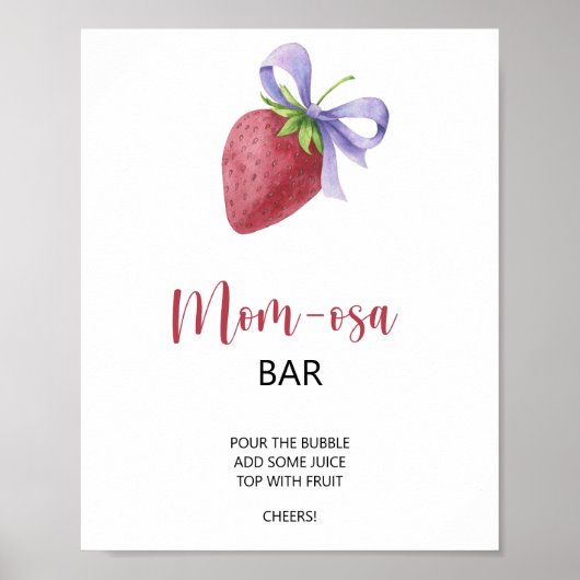 Erdbeere - Mimosa Bar Babydusche Poster (Vorne)