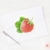 Erdbeere mit Blättern Runder Aufkleber (Umschlag)