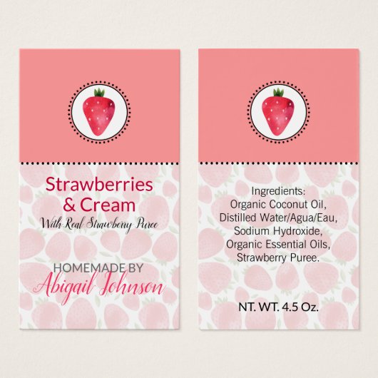 Erdbeere mit hausgemachtem Bath & Body Label | Ges (Vorne & Hinten)