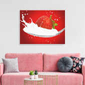 Erdbeere mit Milchspritze Leinwanddruck (Insitu (Wohnzimmer))