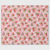 Erdbeere mit Schmetterling Geschenkpapier (Flach)