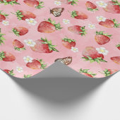 Erdbeere mit Schmetterling Geschenkpapier (Ecke)
