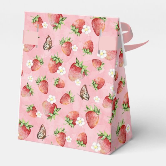 Erdbeere mit Schmetterling Geschenkschachtel (Rückseite)