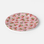 Erdbeere mit Schmetterling Pappteller (Schrägansicht)