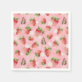 Erdbeere mit Schmetterling Serviette (Vorderseite)