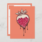 Erdbeere mit Schokolade Feiertagspostkarte (Vorne/Hinten)