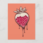 Erdbeere mit Schokolade Feiertagspostkarte (Vorderseite)