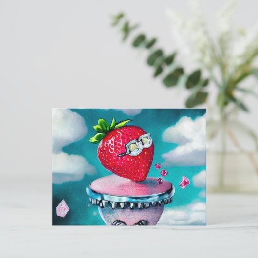 Erdbeere mit Sonnenbrille Postkarte (Stehend Vorderseite)