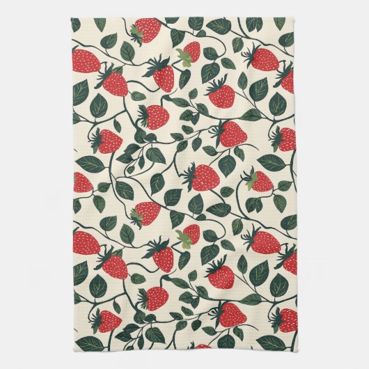 Erdbeere-Muster Geschirrtuch (Vertikal)
