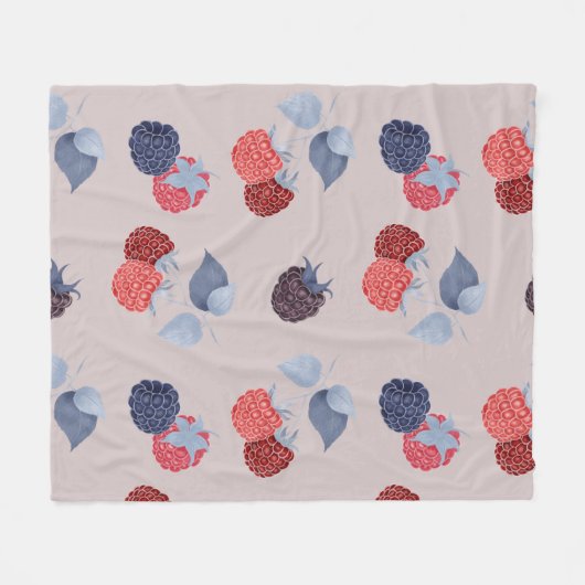 Erdbeere Muster mit Himbeeren und Brombeeren Fleecedecke (Vorderseite (Horizontal))