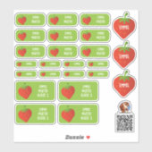 Erdbeere Namensaufkleber – 24er Set Aufkleber (Blatt)