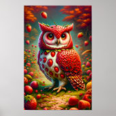 Erdbeere Owl Fantasy Surrealistische Schale Poster (Vorne)