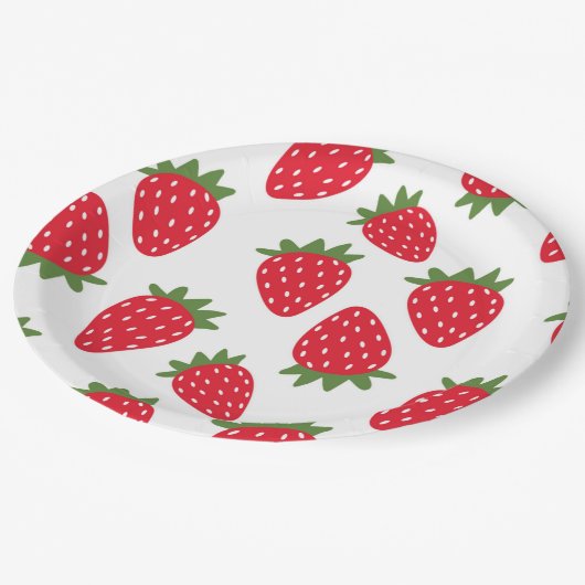 Erdbeere Pappteller (Schrägansicht)