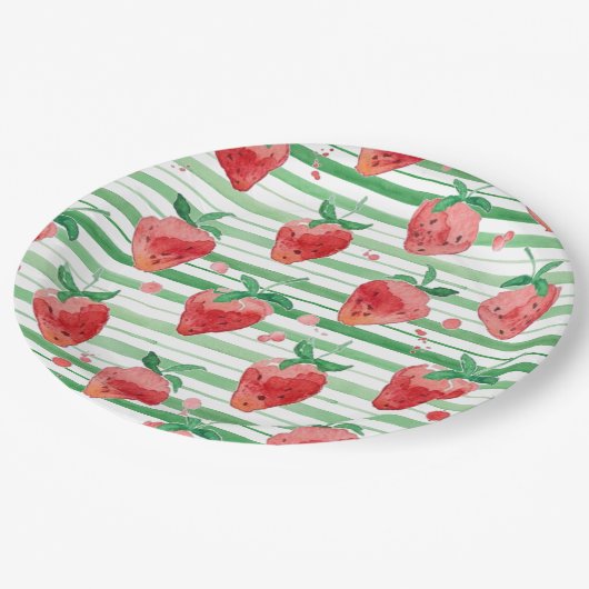 Erdbeere Pappteller (Schrägansicht)