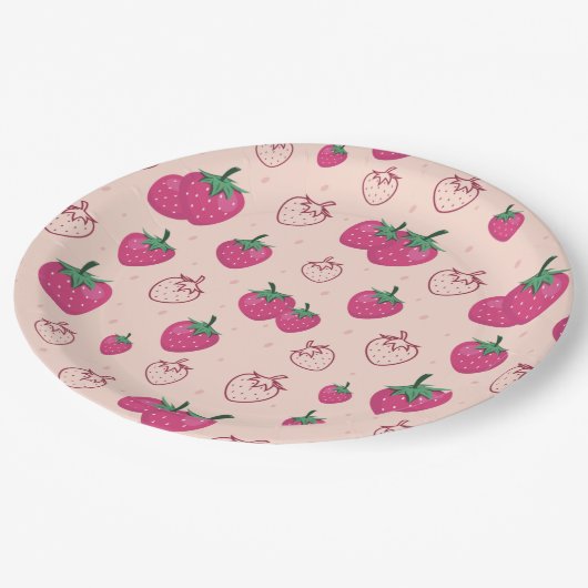 Erdbeere Pappteller (Schrägansicht)