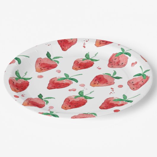 Erdbeere Pappteller (Schrägansicht)
