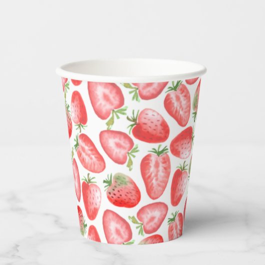 Erdbeere Party Cups | Strawberry Birthday Cups Pappbecher (Vorderseite)