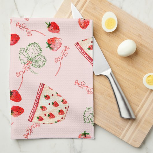 Erdbeere-Party Geschirrtuch (Viertel Falte)