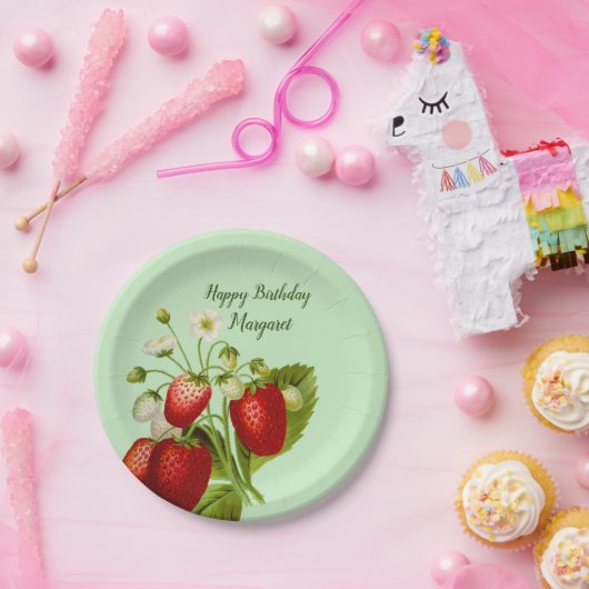Erdbeere Personalisiert Paper Tellers Party Waren Pappteller (Party)
