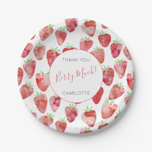 Erdbeere Personalisiert Pappteller (Vorderseite)