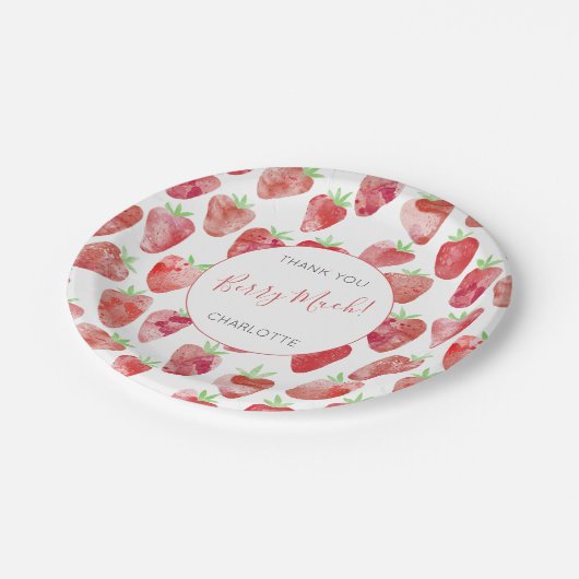 Erdbeere Personalisiert Pappteller (Schrägansicht)