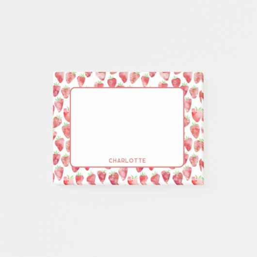 Erdbeere Personalisiert Post-it Klebezettel (Vorderseite)