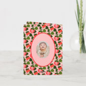 Erdbeere personalisiertes Foto zum ersten Geburtst Einladung (Rückseite)