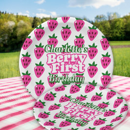 Erdbeere Pink Erste Geburtstag Pappteller