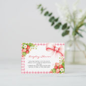 Erdbeere Pink Gingham Display Dusche Karte (Stehend Vorderseite)