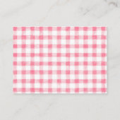 Erdbeere Pink Gingham Display Dusche Karte (Rückseite)