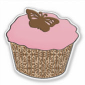 Erdbeere Pink Mattiert Cupcake Aufkleber (Vorderseite)