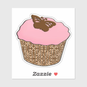 Erdbeere Pink Mattiert Cupcake Aufkleber