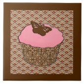 Erdbeere Pink Mattiert Cupcake Fliese (Vorderseite)