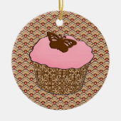 Erdbeere Pink Mattiert Cupcake Keramik Ornament (Vorne)