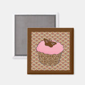 Erdbeere Pink Mattiert Cupcake Magnet (Vorderseite/Rückseite)